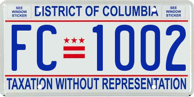 DC license plate FC1002