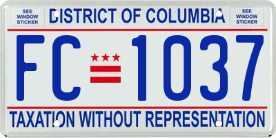 DC license plate FC1037