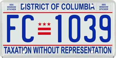 DC license plate FC1039