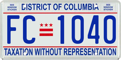 DC license plate FC1040