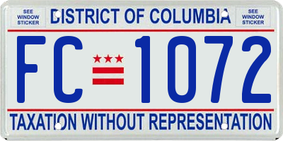 DC license plate FC1072