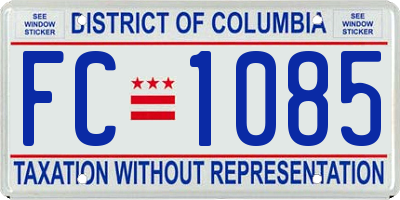 DC license plate FC1085