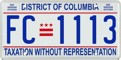 DC license plate FC1113