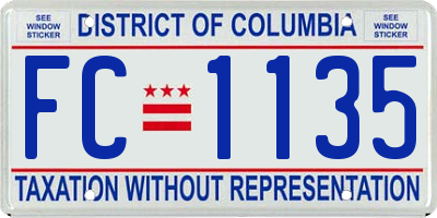 DC license plate FC1135