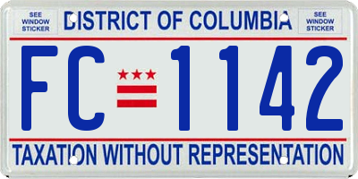 DC license plate FC1142