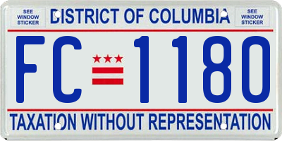 DC license plate FC1180