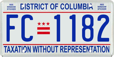 DC license plate FC1182