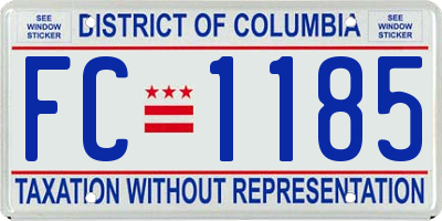 DC license plate FC1185