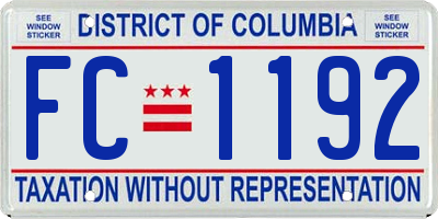 DC license plate FC1192