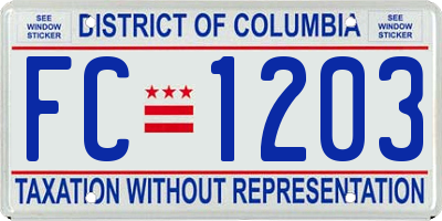 DC license plate FC1203