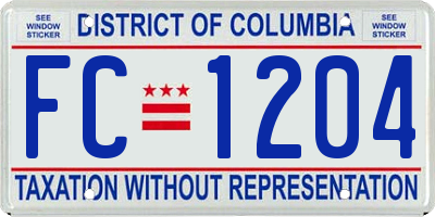 DC license plate FC1204