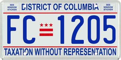 DC license plate FC1205