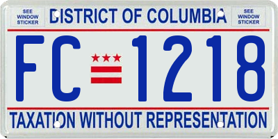 DC license plate FC1218