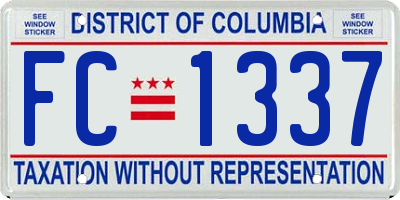 DC license plate FC1337