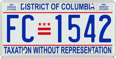 DC license plate FC1542