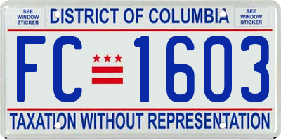 DC license plate FC1603