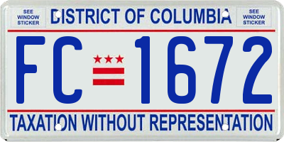 DC license plate FC1672