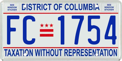 DC license plate FC1754