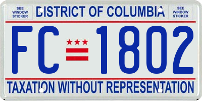 DC license plate FC1802