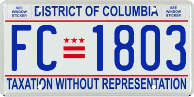 DC license plate FC1803