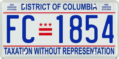 DC license plate FC1854