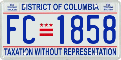 DC license plate FC1858