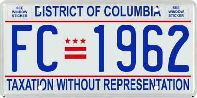 DC license plate FC1962