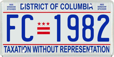 DC license plate FC1982