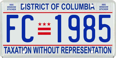 DC license plate FC1985