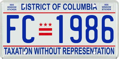 DC license plate FC1986