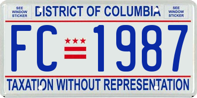 DC license plate FC1987