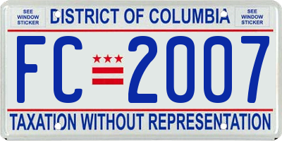 DC license plate FC2007