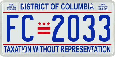 DC license plate FC2033