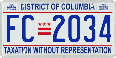 DC license plate FC2034