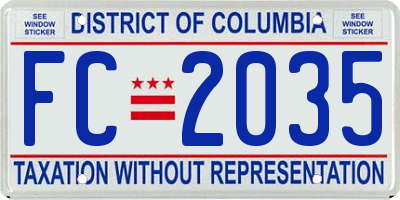 DC license plate FC2035