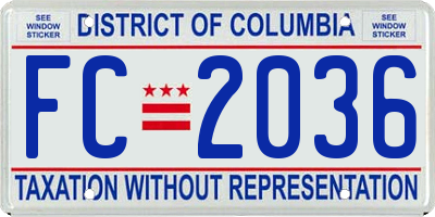 DC license plate FC2036