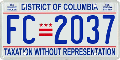 DC license plate FC2037