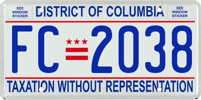 DC license plate FC2038