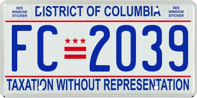 DC license plate FC2039