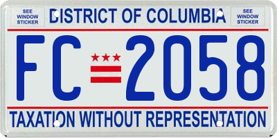 DC license plate FC2058