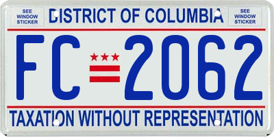 DC license plate FC2062