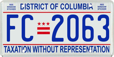 DC license plate FC2063