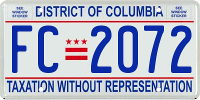 DC license plate FC2072