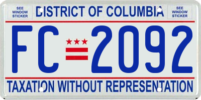 DC license plate FC2092