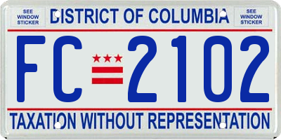 DC license plate FC2102