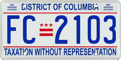 DC license plate FC2103