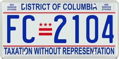 DC license plate FC2104