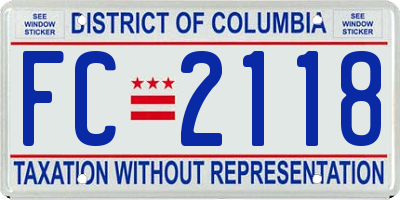 DC license plate FC2118