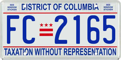 DC license plate FC2165