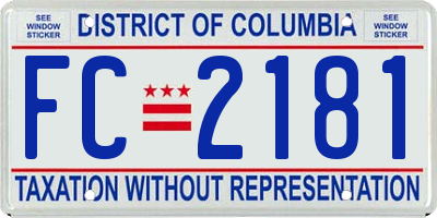 DC license plate FC2181